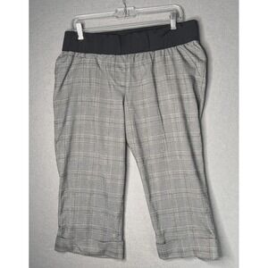 Liz Lange Maternity Stretch Capri Pants Size 8 Houndstooth Cuffed Black White